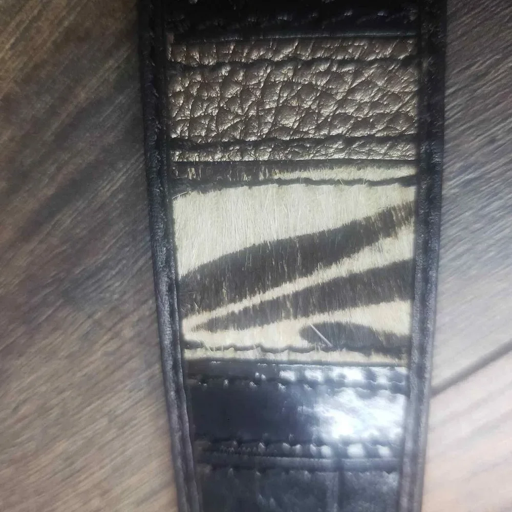 FOSSIL‎ womans genuine leather multi texture calf hair eclectic belt 33